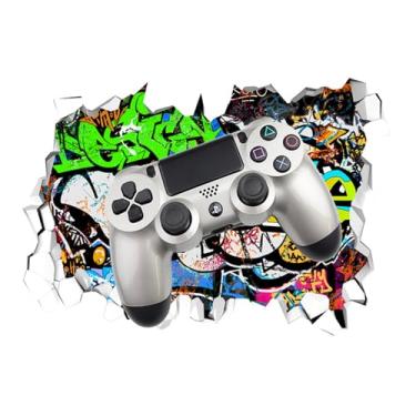 Imagem de MaiKeAYang Decalques de parede 3D murais removíveis vinil paredes decorações gamepad doodle para sala de estar quartos de bebê quarto banheiro casa de banho decoração DIY