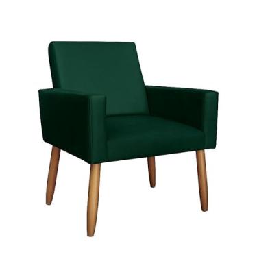 Imagem de Poltrona Estofada para Sala Quarto e Escritório – Conforto e Estilo em Suede Pés Palito Madeira Eucalipto Reflorestado (Verde)
