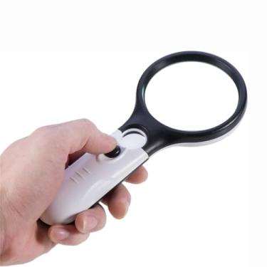 Imagem de Lupa compacta com luzes, 45 x 10 x 5 x, pequena lupa iluminada à mão, 3 lupas de luz LED para leitura de impressões pequenas e baixa visão para idosos B&W