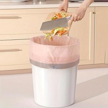 Imagem de 60 peças 1,6 sacos de lixo com cordão, saco de lixo espesso, sacos de lixo portáteis de cozinha para uso doméstico, caixa de areia de gato, bolsa de receptáculos com cordão