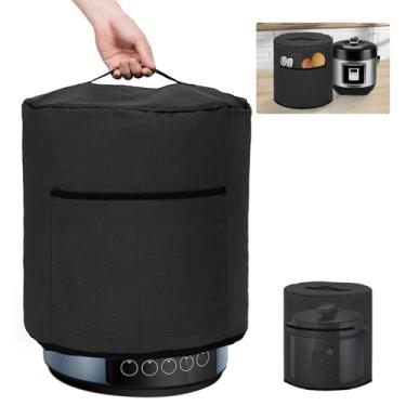 Imagem de Capa contra poeira para panela de pressão, capa protetora de panela de arroz isolada de poliéster impermeável de 8 litros com alça de transporte e bolso, acessórios dobráveis para fritadeira de ar