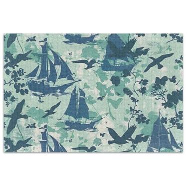 Imagem de Sailing Quebra-cabeça náutico verde azul 1000 peças para adultos presentes elefante branco engraçado colorido quebra-cabeça colorido pintura colorida