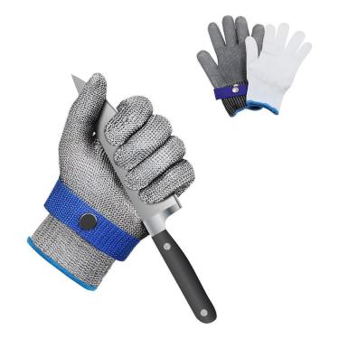 Imagem de Luva De Açougueiro Fios De Aço Anti Corte Alta Proteção P