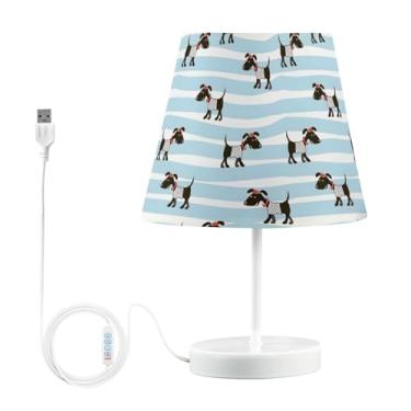 Imagem de Joisal French Dogs Luz noturna azul regulável, mini lâmpada com abajur, luminária noturna