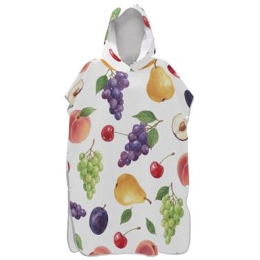 Imagem de Joisal Poncho de surfe branco fruta trocador roupão adultos praia banho com capuz toalhas absorventes adulto ponchos para mulheres