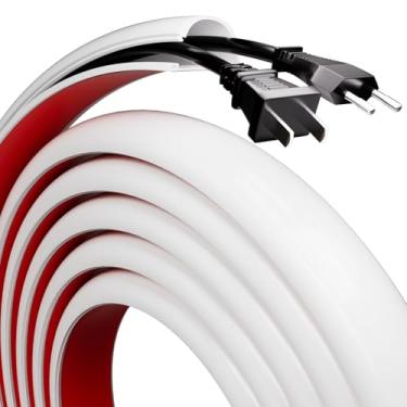 Imagem de Escondedor de cabo de silicone de 99 cm para 2 a 3 cabos, capas autoadesivas flexíveis de abertura lateral para fios em TV de montagem na parede, configuração mais fácil para gerenciamento de cabos de