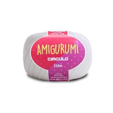 Imagem de Linha Fio Amigurumi Círculo 125g 254m 100 Algodão Mercerizado Crochê Tricô Artesanato Colorido (8001 - BRANCO)
