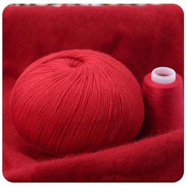 Imagem de 1 bola de caxemira mongol tricotada à mão de fio de caxemira 50 g bola de fio de tricô de lã (vermelha)