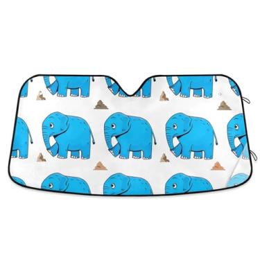Imagem de Guarda-sol de elefante azul personalizado para para-brisa de carro acessórios universais dobráveis para janelas para-brisa frontal M, 139,7 cm x 70,1 cm