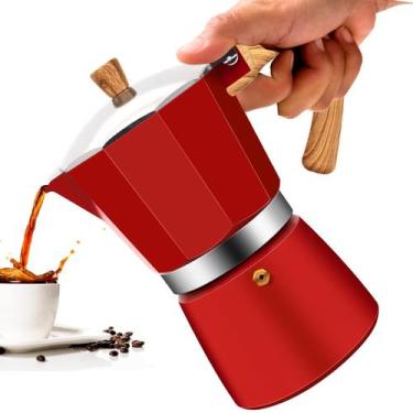 Imagem de Moka Pot Valvpant 3 xícaras de alumínio 150ml vermelho - Vaolvpant