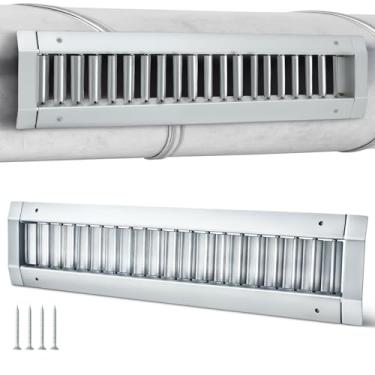 Imagem de Otoolling 1 peça de tampa de ventilação de retorno de ar com venezianas de 13 x 7 cm para dutos redondos de aço galvanizado de 16 cm a 40 cm polegadas com lâminas de grelha ajustáveis, tubos HVAC