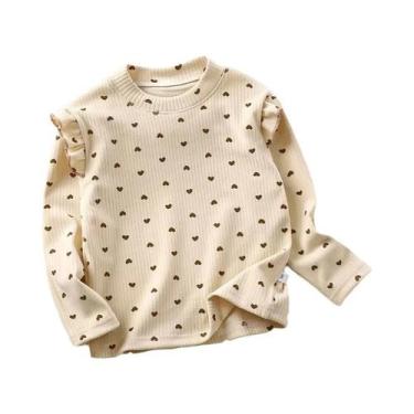 Imagem de Camiseta De Manga Longa Com Estampa Floral Para Menina, Blusa Infantil