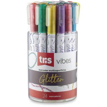 Imagem de Marcador Artístico TRIS Vibes 8 Cores com Glitter Pote com 24 - Summit