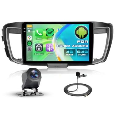 Imagem de 4 GB + 64 GB Android estéreo para Honda Accord 2.4L 2013-2015 unidade de cabeça de tela sensível ao toque de 10 polegadas, Driauto estéreo para carro com carplay sem fio Android Auto GPS WiFi