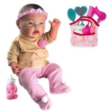 Imagem de Kit Boneca Bebê Reborn Brinquedo Realista +Bolsa Maternidade - Milk Br