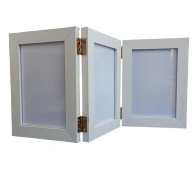 Imagem de Porta-Retrato Articulado de Madeira com Vidro – Moldura para Fotos 10x15, Porta Retrato Decorativo para Mesa, Sala e Quarto(Branco)