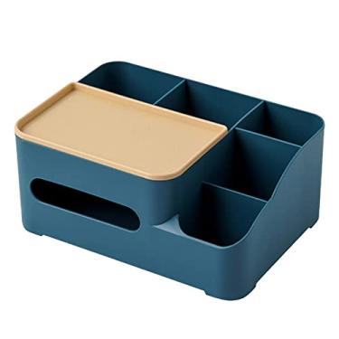 Imagem de Organizador de Mesa Multifuncional Dispenser Caixa Papel Higiênico com Compartimentos Grande Capacidade para Armazenamento em Casa Escritório Dormitór