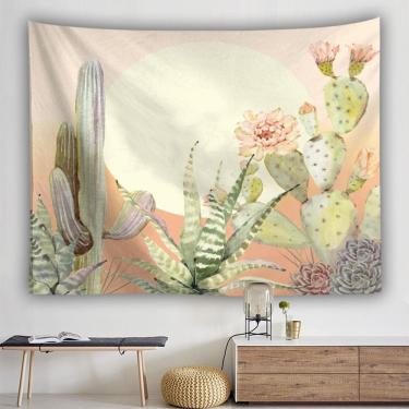 Imagem de Tapeçaria, cacto, planta suculenta, parede, 150x150cm, microtecido
