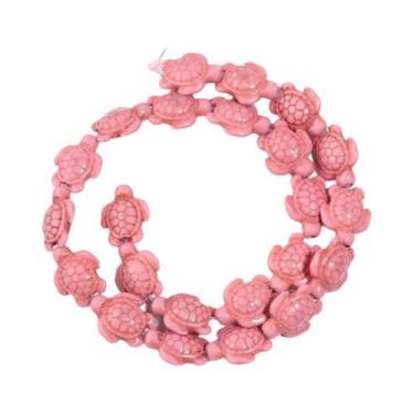 Imagem de Contas De Turquesa Natural Em Forma De Tartaruga 14x18mm Pedra Solta P