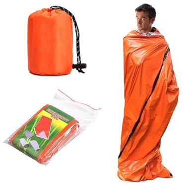 Imagem de Saco de dormir de emergência, ultra impermeável, cobertor térmico Mylar, leve, saco de dormir de sobrevivência, manter aquecido para acampamento e caminhada