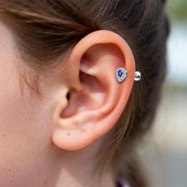 Imagem de Brinco hipoalergênico de zircônia cúbica de liga de titânio 18G para mulheres e homens, brinco de cartilagem em forma de gota sem níquel e chumbo para orelhas sensíveis, joia moderna para pele