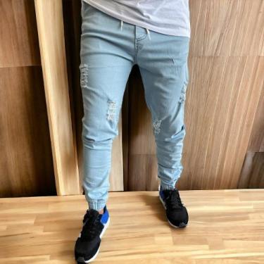 Imagem de Calça jeans Jogger clara slim lisa masculina jogger varias cores - Ber