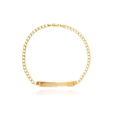 Imagem de Pulseira Masculina Groumet Oca Chapa Lisa Ouro 18k 750 Legítimo C/Estojo