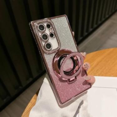 Imagem de Capa de luxo com suporte magnético e à prova de choque para Samsung Galaxy S25 S24 S23 S22 Ultra Plus S24 Fe (para Samsung S22/Rosa)