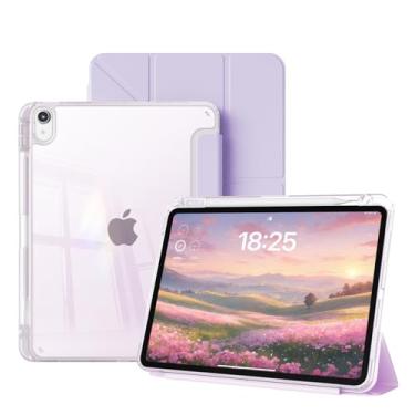 Imagem de GKABXY Capa transparente para iPad Pro de 11 polegadas (M5) 2025 / (M4) 2024 com suporte para lápis, capa protetora transparente fina à prova de choque para tablet, dobra em vários ângulos, despertar