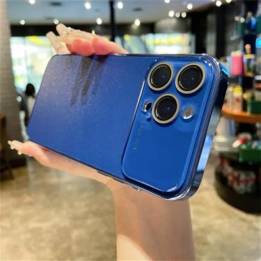 Imagem de Capa de celular grande com janela e glitter fosco para iPhone 16, 15, 14, 13 Pro Max com proteção de câmera em vidro à prova de choque C