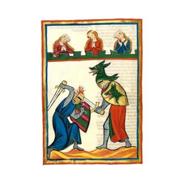 Imagem de Impressão Em Tela De Amantes Medievais a Cavalo, Arte Europeia Retro P