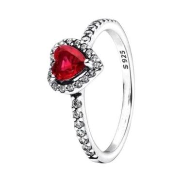 Imagem de Anel De Pedra Coração Luminosa Vermelha Em Forma De Floco De Neve Com 