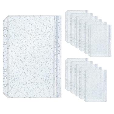 Imagem de Envelopes para fichário A5 com 6 furos transparentes de PVC com 6 furos de vedação plana com zíper para planejador de fichário de 6 anéis (A5)