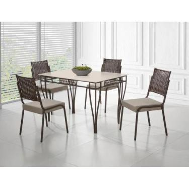 Imagem de Conjunto mesa gourmet dc rt. 1,20x0,80 vd serig-4 cad.rainha new junco