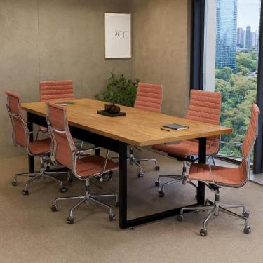 Imagem de Mesa de Reunião 190x80cm com Pé de Ferro Ideal para Escritórios Salas 