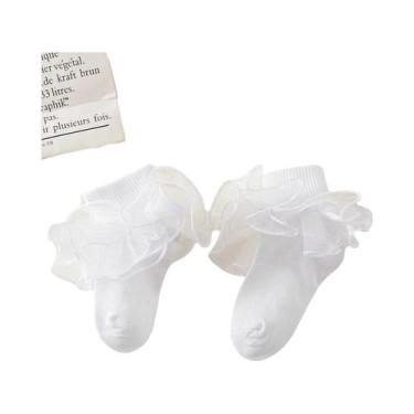 Imagem de Meias De Tornozelo Com Borda Franzida Para Bebês Meninas, Meias Macias