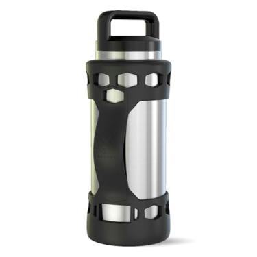 Imagem de REUZBL Protetor de manga de silicone com alça para Yeti Flask, 26oz 36oz (Preto, 26oz)