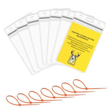 Imagem de TTFdacai Pacote com 10 porta-licenças de caça, à prova d'água com 10 fechos de zíper, suporte de etiqueta de caça transparente para veados, perus, alces, pesca e etiquetas de arco e flecha