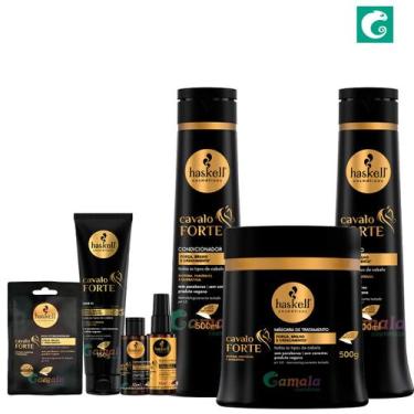 Imagem de Kit Haskell Cavalo Forte Sh Cond Masc Leave Comp Selante+Dose 500