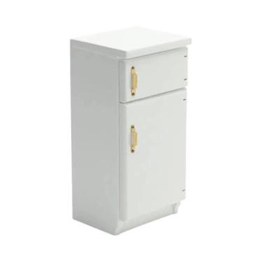 Imagem de Dollhouse Miniature Madeira Branca Geladeira, Mini Eletrodoméstico, Ge