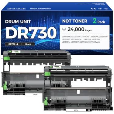 Imagem de Bateria DR730 (não toner) 2 unidades de substituição para impressora compatível com Brother DR-730 Imaging Drum MFC-L2710DW MFC-L2750DW DCP-L2550DW HL-L2350DW HL-L2395DW HL-L2370DW HL-L2390DW