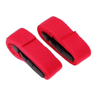 Imagem de Pegciuho Conjunto de 2 Tiras de Fixação para Carrinho de Bolsa de Golfe de 39 Polegadas (99 Cm) X 1 Polegada (2,5 Cm) com Fivela, vermelho