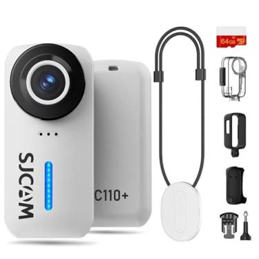 Imagem de SJCAM Combo magnético C110Plus, câmera de ação 4K POV com estabilização de 6 eixos, FOV de 170°, mini câmera corporal, impermeável, vestível, ponto de vista portátil, Spkr e microfone integrados para
