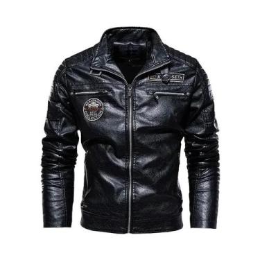 Imagem de Jaqueta Masculina Slim De Couro PU Casual Para Motocicleta Quente Moda