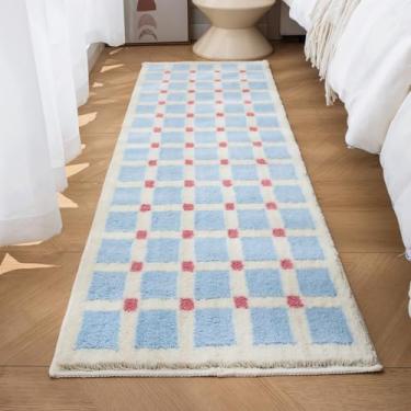 Imagem de GIB Tapete de corredor de banheiro 160 cm x 50 cm, tapetes de banho macios e absorventes extramacios, tapetes de banho laváveis antiderrapantes para decoração de banheiro, chuveiro, quarto, azul claro