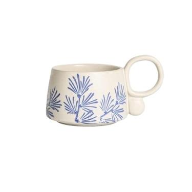 Imagem de Xícaras de café Caneca de cerâmica pintada com esmalte inferior, xícara café, flor, planta, latte, aveia, da manhã, 325ml