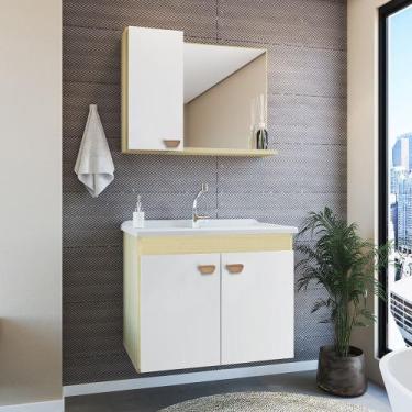 Imagem de Armario de banheiro, Gabinete suspenso Pinho com espelho super Luxo - 