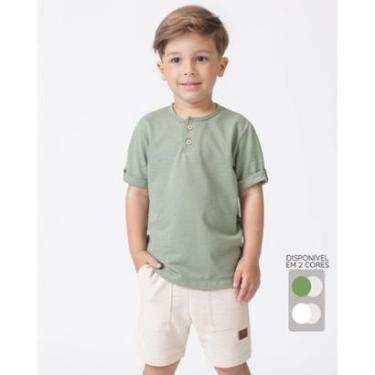 Imagem de Conjunto camiseta bermuda Aurora verão leve elegante estiloso - Marrom e Jans - Menino 4 a 14 anos-Masculino