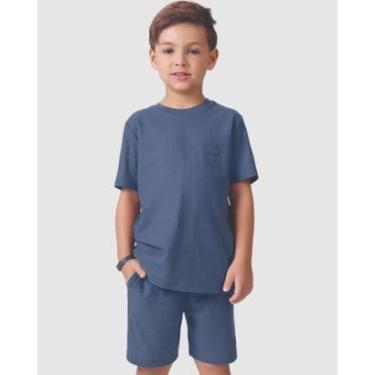 Imagem de Bermuda Aurora infantil verão casual leve confortável moderna - Marrom e Jeans - Menino 1 a 3 anos-Masculino