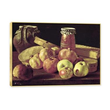 Imagem de NHLDZYH Moldura dourada. Arte de parede vintage - natureza morta com frutas - quadro de tela de estilo clássico - pintura de natureza morta com moldura decorativa. B55. 50x70cm